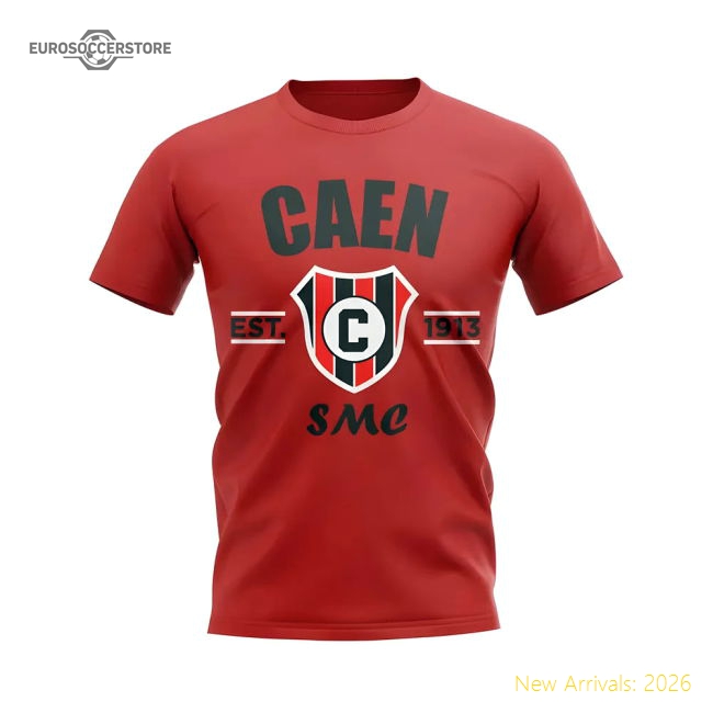Caen Established Football T-Shirt (Red)-Football Shirts Shop