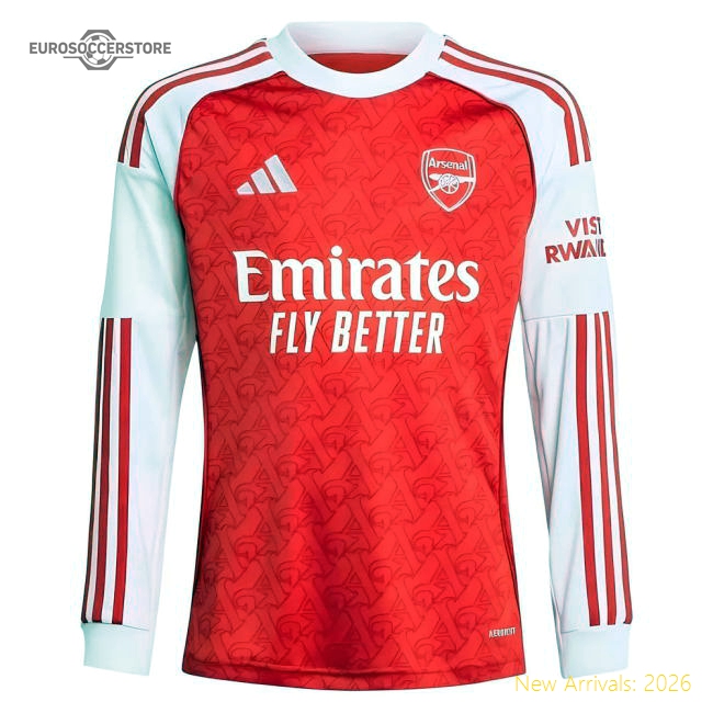 2025-2026 Arsenal Long Sleeve Home Shirt (Kids)-Football Shirts Shop