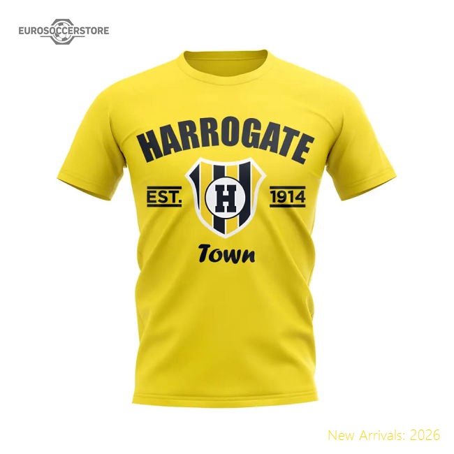 Harrogate Established Football T-Shirt (Yellow)-Football Shirts Shop