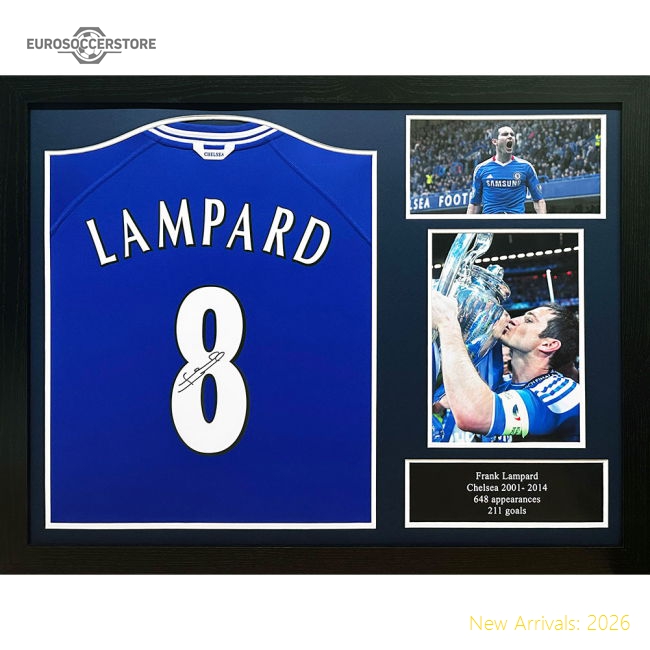 Chelsea FC Lampard Signed Shirt (Framed)-Football Shirts Shop