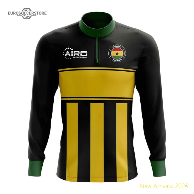 Ghana Concept Football Half Zip Midlayer Top (Black-Yellow)-Football Shirts Shop