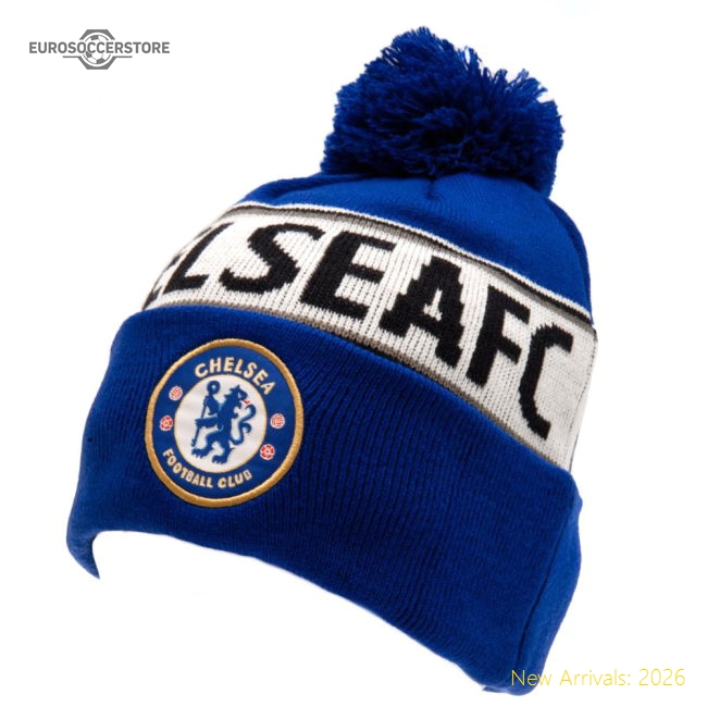 Chelsea FC Royal Text Ski Hat-Football Shirts Shop