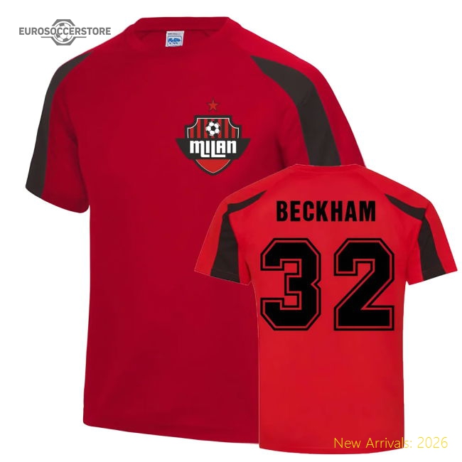 David Beckham Milan Sports Training Jersey (Red)-Football Shirts Shop