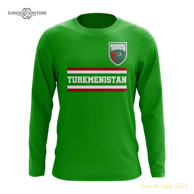 Turkmenistan Core Football Country Long Sleeve T-Shirt (Green)-Football Shirts Shop