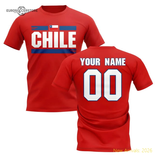 Personalised Chile Fan Football T-Shirt (red)-Football Shirts Shop