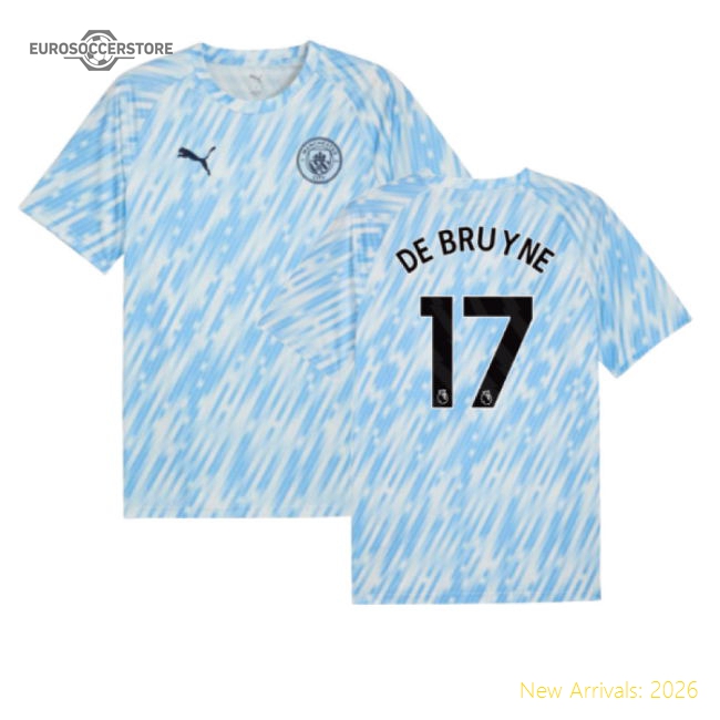 2025-2026 Man City Warm Up Jersey (Silver Sky) (De Bruyne 17)-Football Shirts Shop