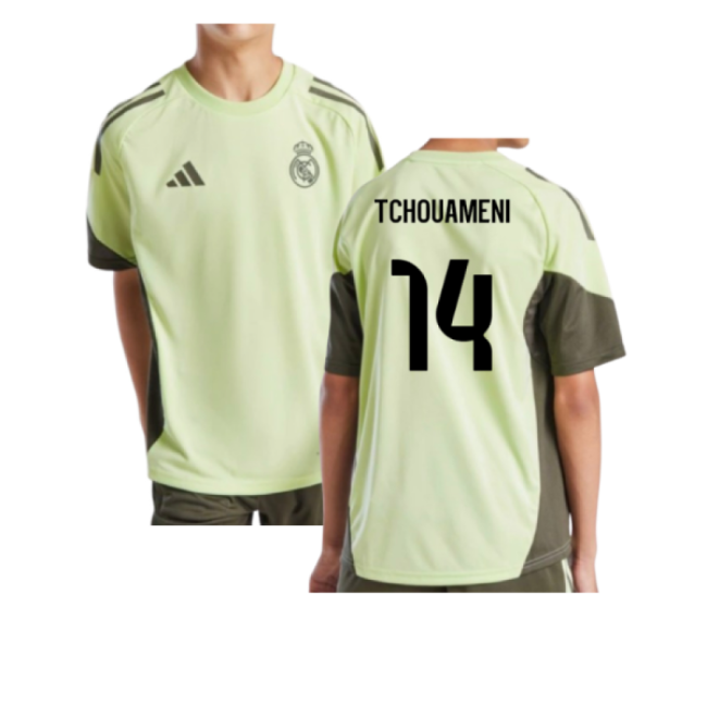 2025-2026 Real Madrid Training Jersey (Almost Lime) - Kids (Tchouameni 14)-Football Shirts Shop