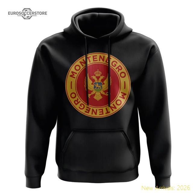 Montenegro Football Badge Hoodie (Black)-Football Shirts Shop