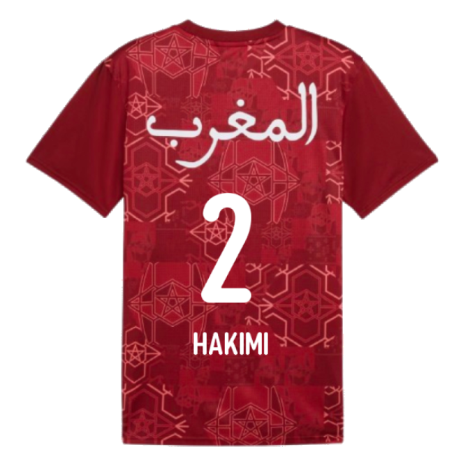 2024-2025 Morocco Prematch SS Jersey (Red) (Hakimi 2)-Football Shirts Shop