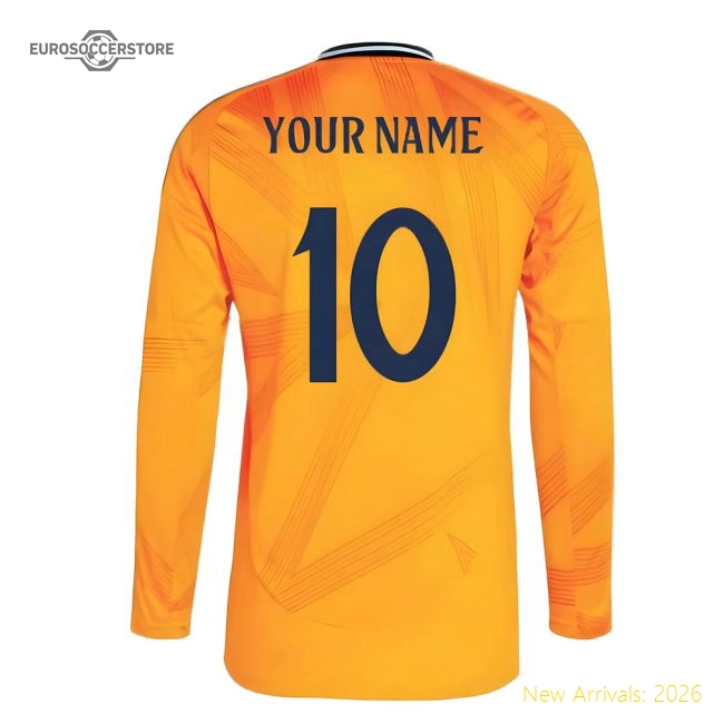 2024-2025 Real Madrid Long Sleeve Away Shirt (Your Name)-Football Shirts Shop