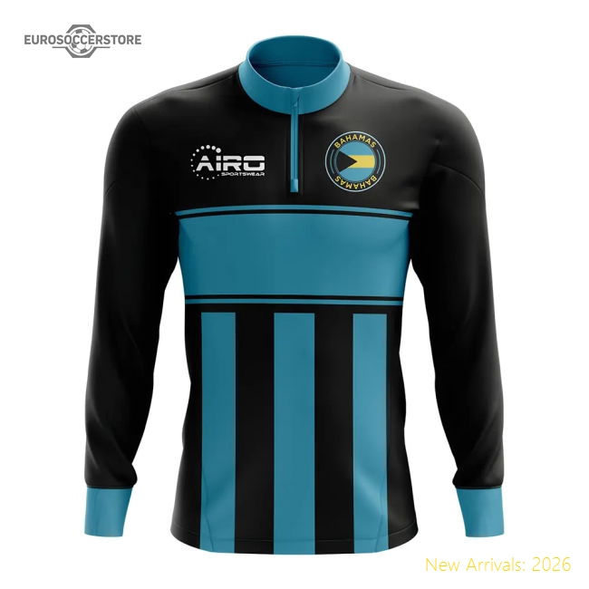 Bahamas Concept Football Half Zip Midlayer Top (Black-Blue)-Football Shirts Shop