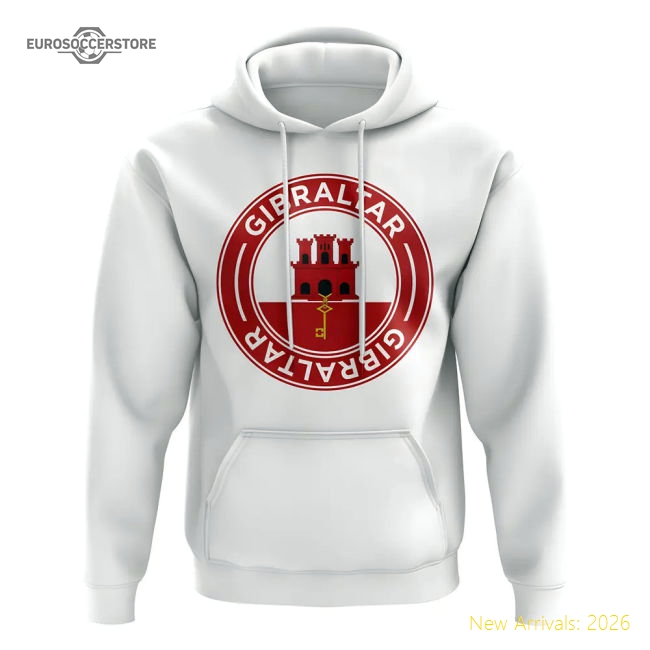 Gibraltar Football Badge Hoodie (White)-Football Shirts Shop