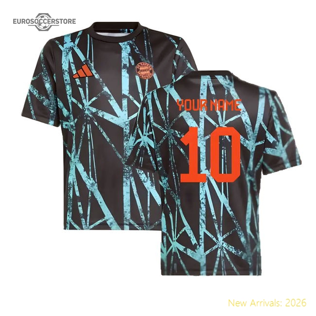 2024-2025 Bayern Munich Pre-Match Shirt (Black) - Kids (Your Name)-Football Shirts Shop