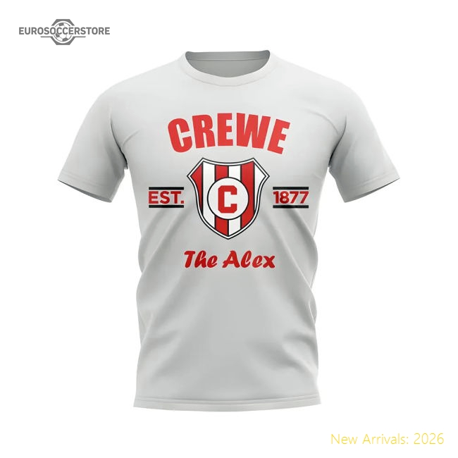 Crewe Established Football T-Shirt (White)-Football Shirts Shop