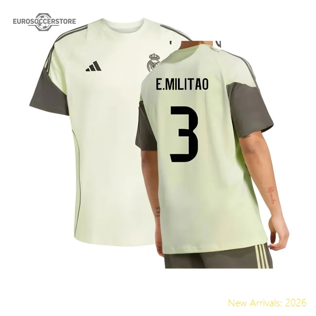 2025-2026 Real Madrid Training Tee (Almost Lime) (E.Militao 3)-Football Shirts Shop