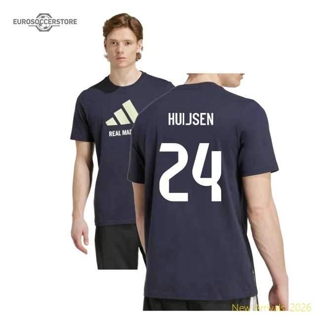 2025-2026 Real Madrid Seasonal Graphic Tee (Legend Ink) (Huijsen 24)-Football Shirts Shop