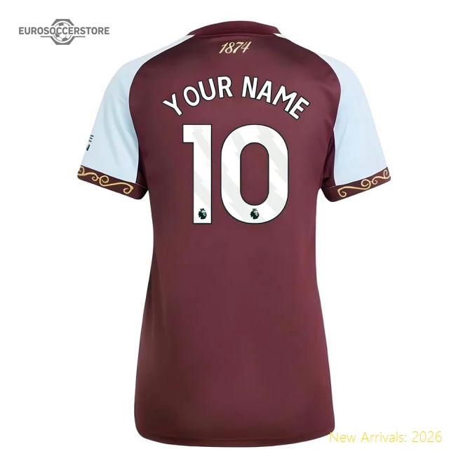 2025-2026 Aston Villa Home Shirt (Womens) (Your Name)-Football Shirts Shop