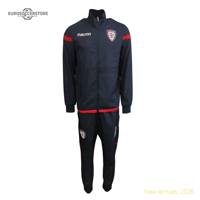 2017-2018 Cagliari Macron Microfibre Travel Tracksuit (Dark Grey)-Football Shirts Shop