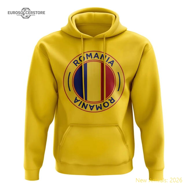 Romania Football Badge Hoodie (Yellow)-Football Shirts Shop