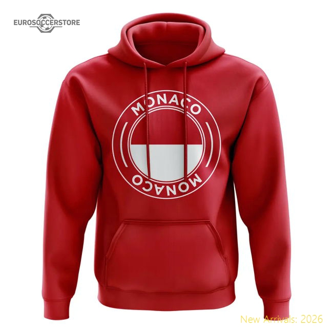 Monaco Football Badge Hoodie (Red)-Football Shirts Shop