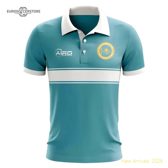 Kazakhstan Concept Stripe Polo Shirt (Sky)-Football Shirts Shop