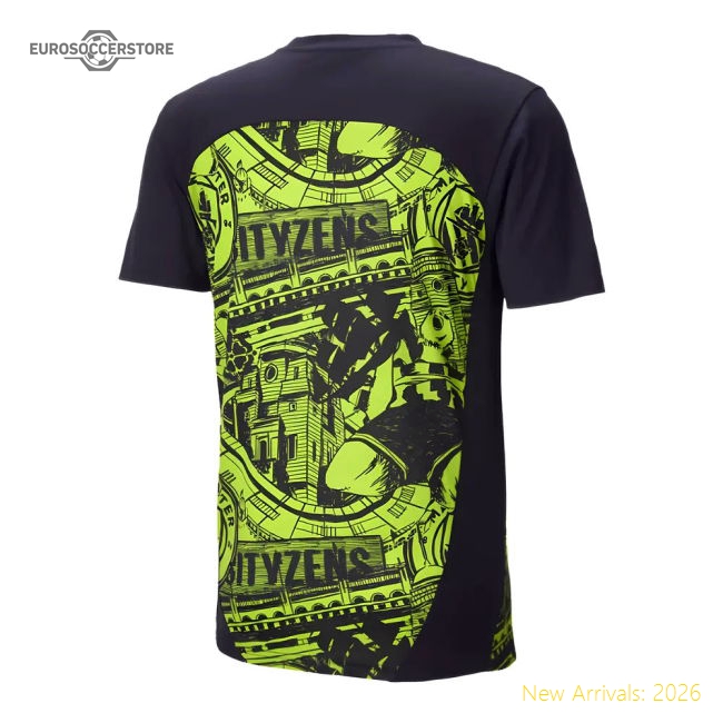 2024-2025 Man City Pre-Match Shirt (Yellow Glow) - Kids (De Bruyne 17)-Football Shirts Shop