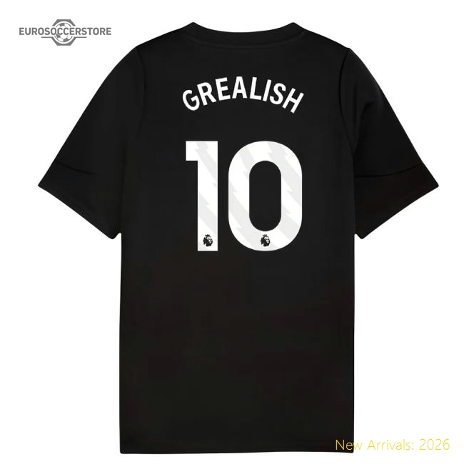 2025-2026 Man City Training Jersey (Black) - Kids (Grealish 10)-Football Shirts Shop