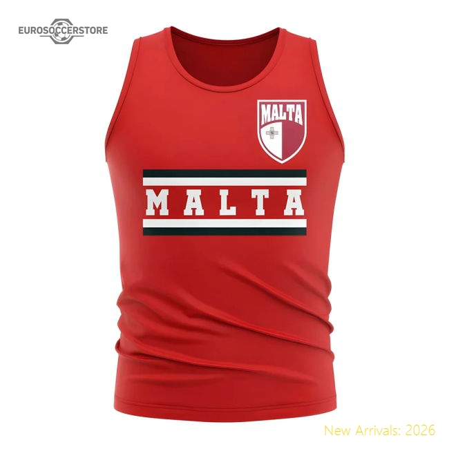 Malta Core Football Country Sleeveless Tee (Red)-Football Shirts Shop