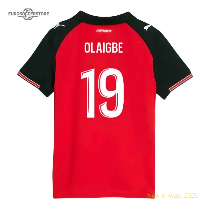 2025-2026 Stade Rennais Home Shirt (Kids) (Olaigbe 19)-Football Shirts Shop
