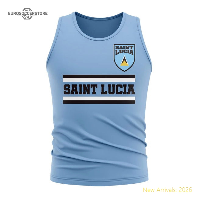 Saint Lucia Core Football Country Sleeveless Tee (Sky)-Football Shirts Shop