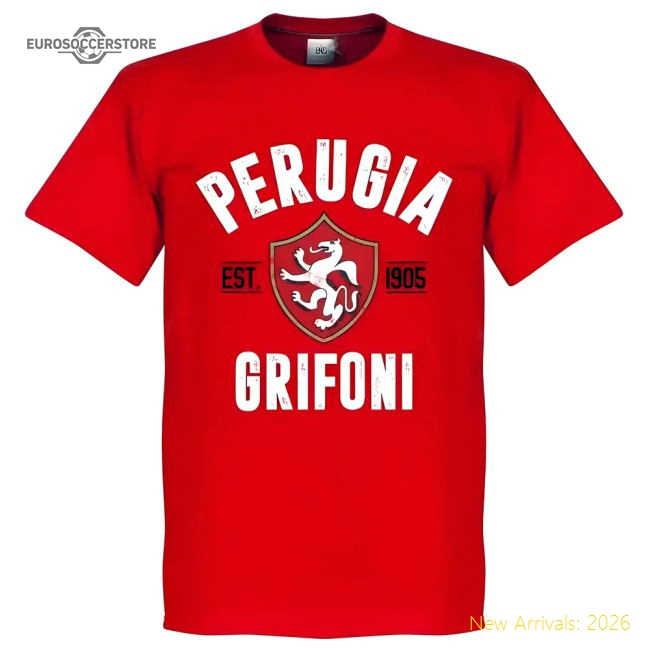 Perugia Established T-shirt - Red-Football Shirts Shop