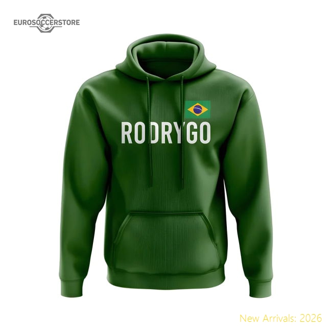 Rodrygo Brazil Name Hoody (Green)-Football Shirts Shop