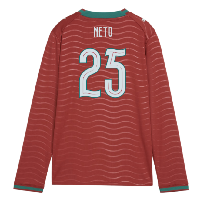 2026-2027 Portugal Long Sleeve Home Shirt (Kids) (Neto 25)-Football Shirts Shop