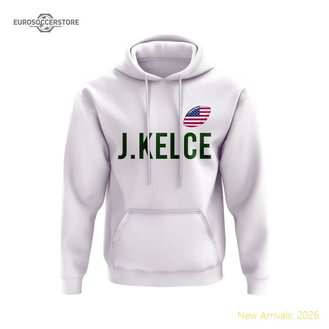 Jason Kelce USA Name Hoody (White)-Football Shirts Shop
