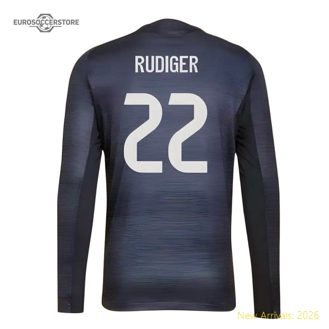 2025-2026 Real Madrid Authentic Long Sleeve Away Shirt (Rudiger 22)-Football Shirts Shop