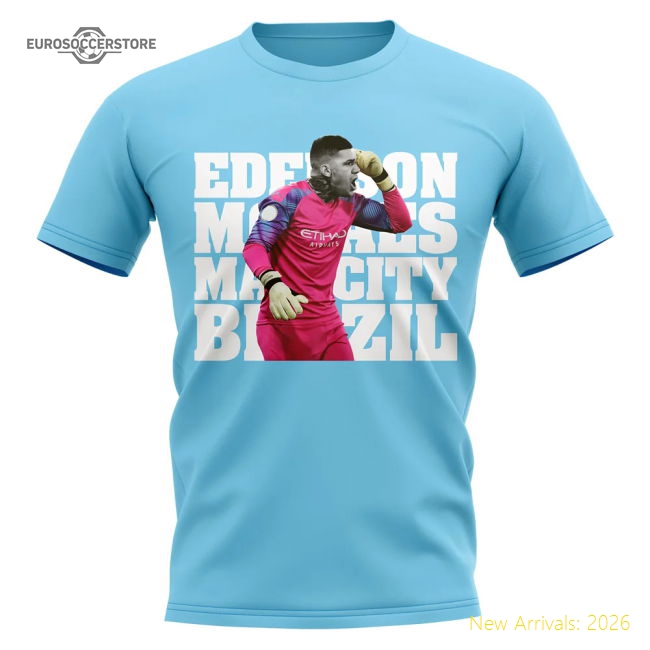 Ederson Manchester City Player T-Shirt (Sky)-Football Shirts Shop