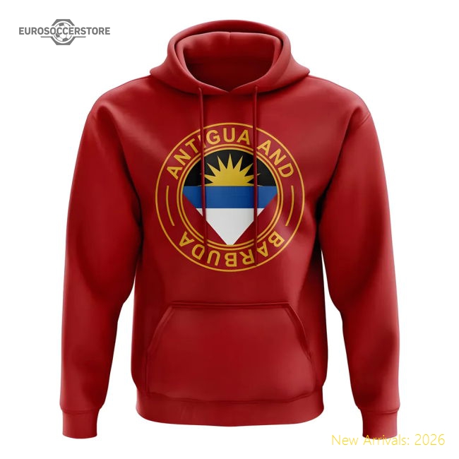 Antigua and Barbuda Football Badge Hoodie (Red)-Football Shirts Shop