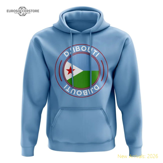 Djibouti Football Badge Hoodie (Sky)-Football Shirts Shop