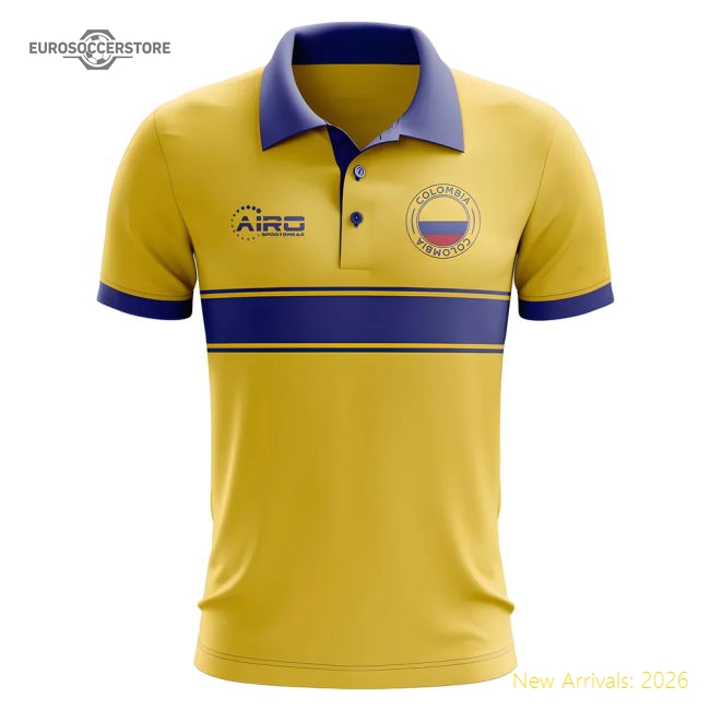 Colombia Concept Stripe Polo Shirt (Yellow)-Football Shirts Shop