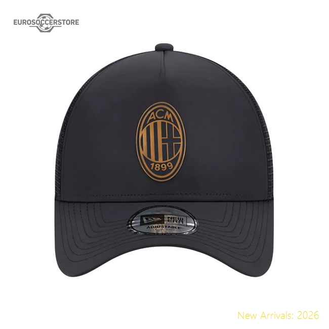 2023-2024 AC Milan Black + Gold A Frame Trucker Cap-Football Shirts Shop