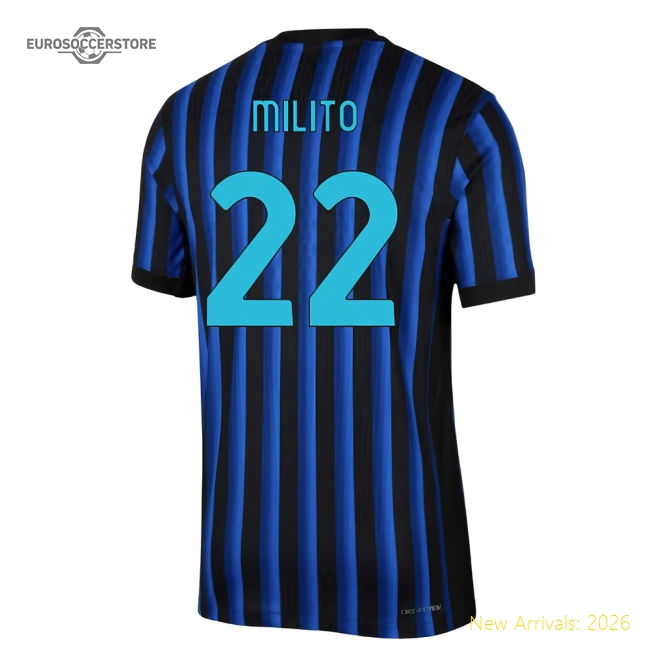 2025-2026 Inter Milan Home Authentic Dri-Fit ADV Shirt (Milito 22)-Football Shirts Shop