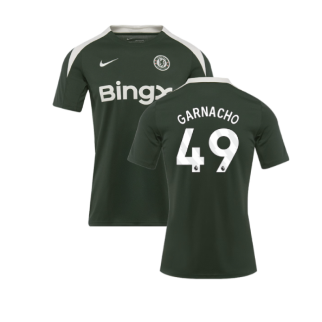 2025-2026 Chelsea Dri-Fit Strike Training Shirt (Green) (Garnacho 49)-Football Shirts Shop