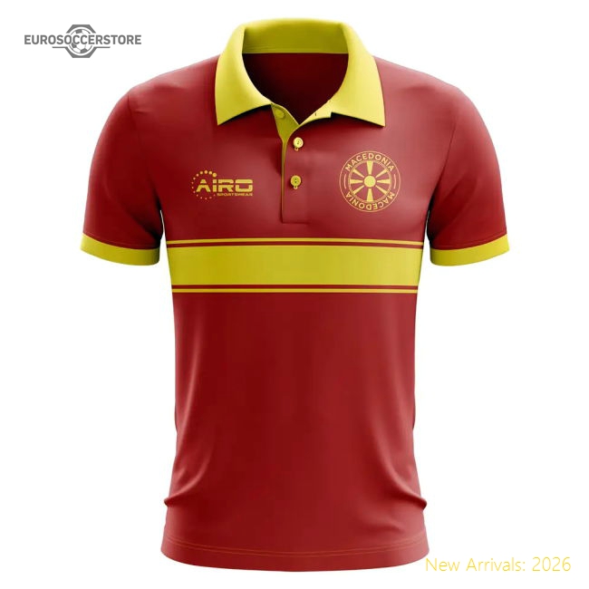 Macedonia Concept Stripe Polo Shirt (Red)-Football Shirts Shop