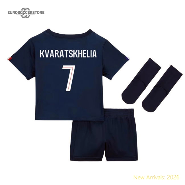 2025-2026 PSG Home Baby Kit (Kvaratskhelia 7)-Football Shirts Shop