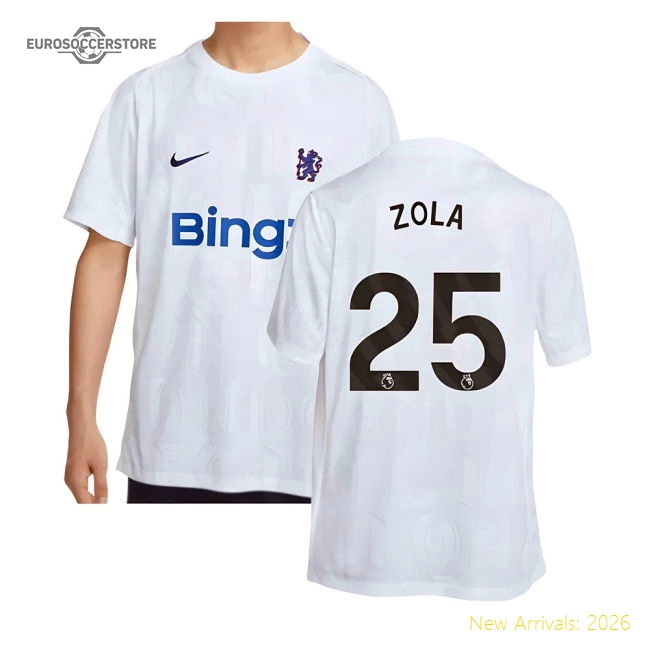 2025-2026 Chelsea Academy Pro Pre-Match Football Top (White) (Zola 25)-Football Shirts Shop