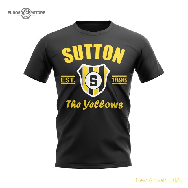 Sutton Established Football T-Shirt (Black)-Football Shirts Shop