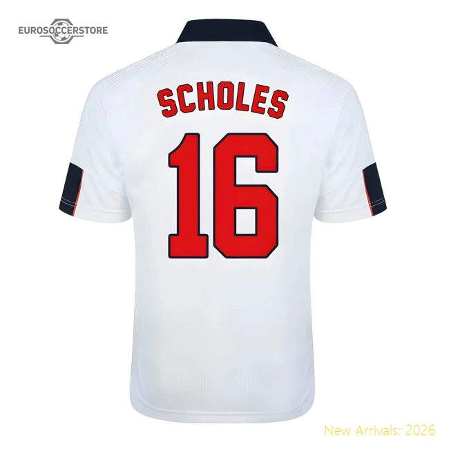 Score Draw England World Cup 1998 Home Shirt (Scholes 16)-Football Shirts Shop
