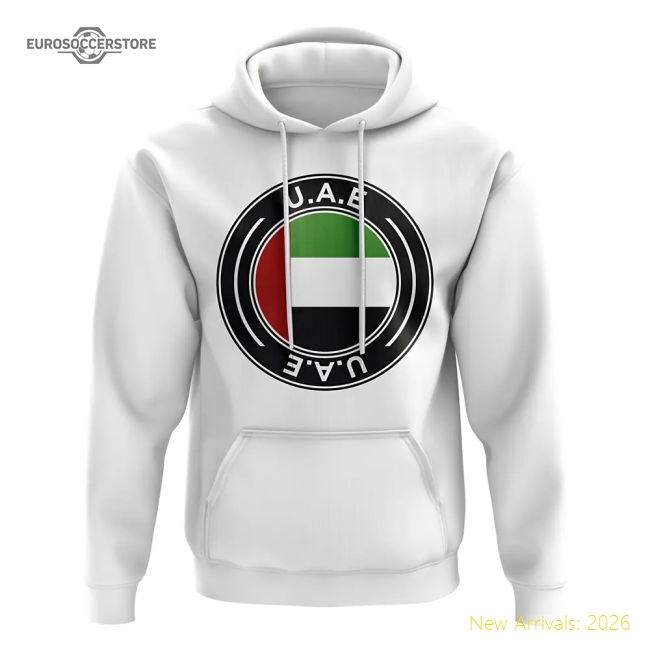 UAE Football Badge Hoodie (White)-Football Shirts Shop