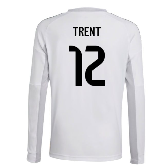 2025-2026 Real Madrid Long Sleeve Home Shirt (Kids) (Trent 12)-Football Shirts Shop