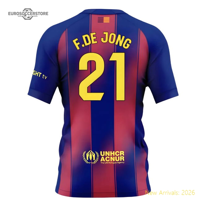 2025-2026 Barcelona Home Shirt (Kids) (F.De Jong 21)-Football Shirts Shop
